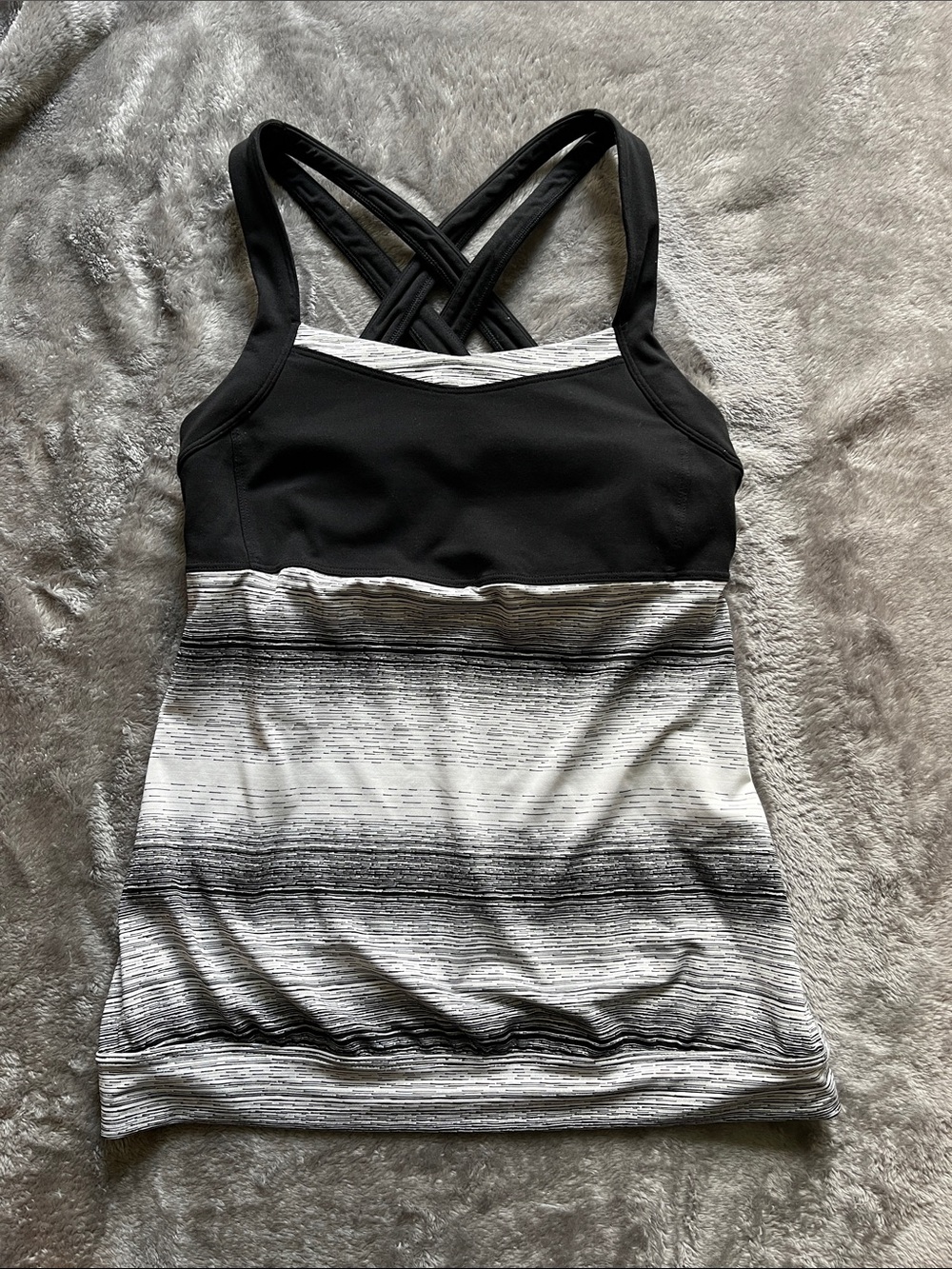 Athlete Stride Crunch and Punch Tank in Black and White Strip